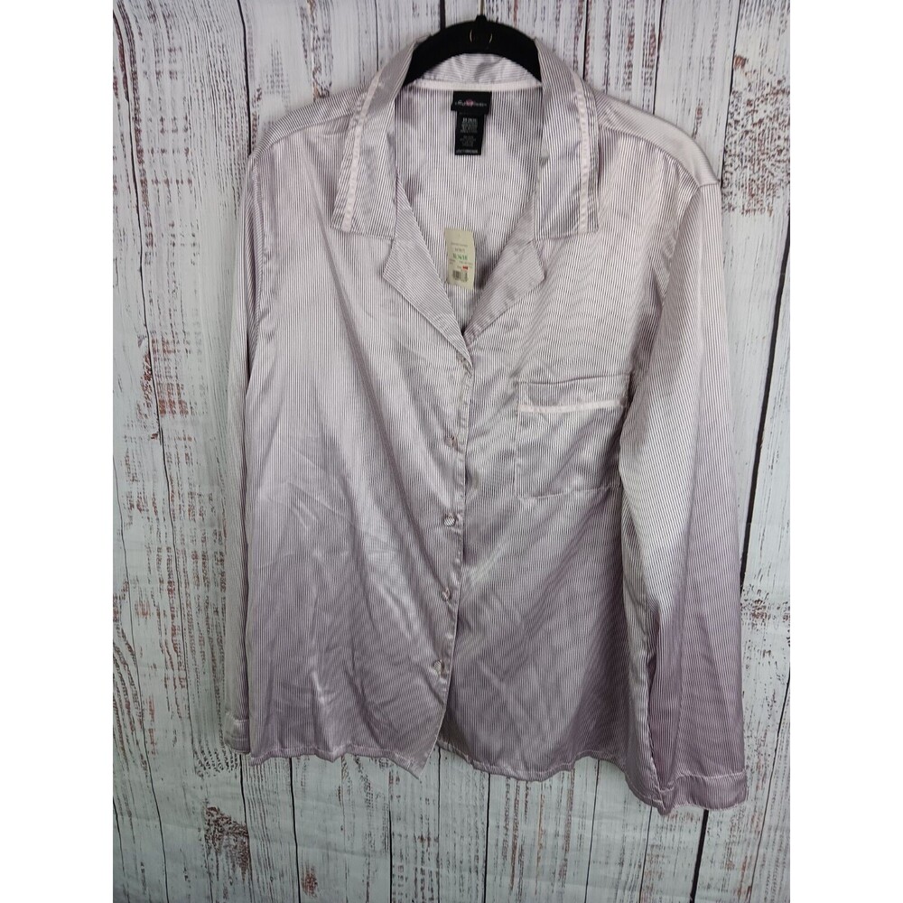 Secret Treasures Satin PJ Top Women's X-Large 16/18 Sleepwear Pink Striped